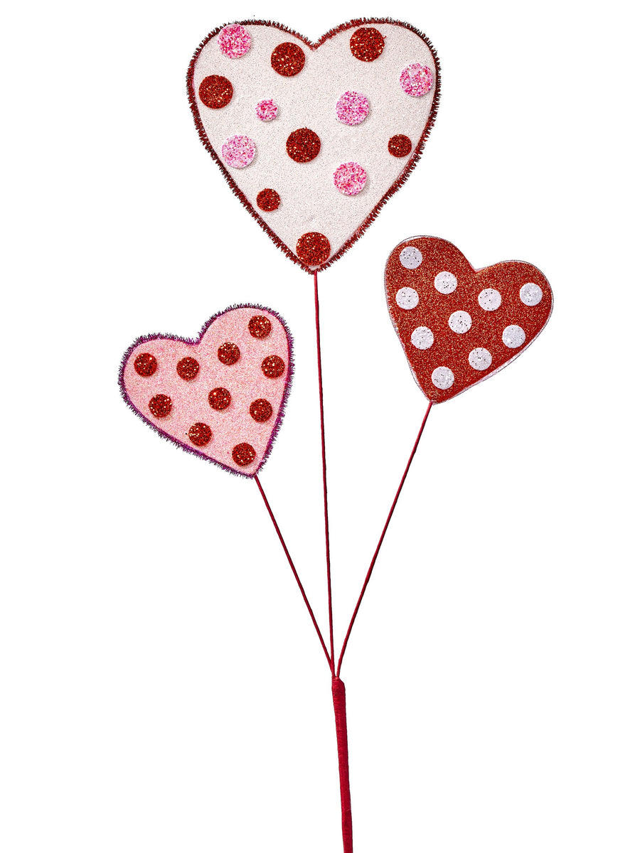 30"Polka Dot Triple Heart Spray