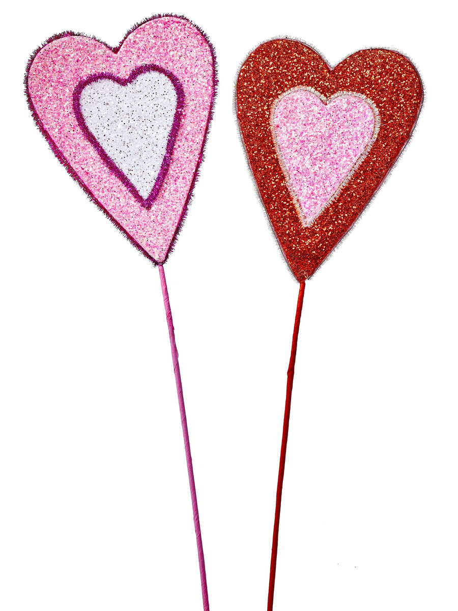 24" Glitter Heart Spray 2/Ast
