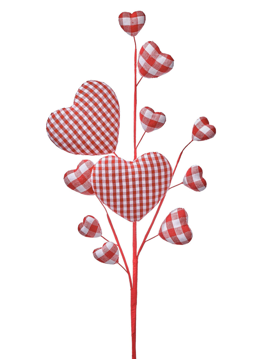 28" Gingham Multi Heart Spray