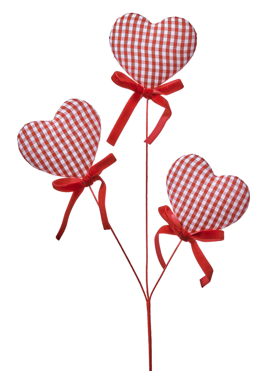 24" Triple Gingham Heart Spray