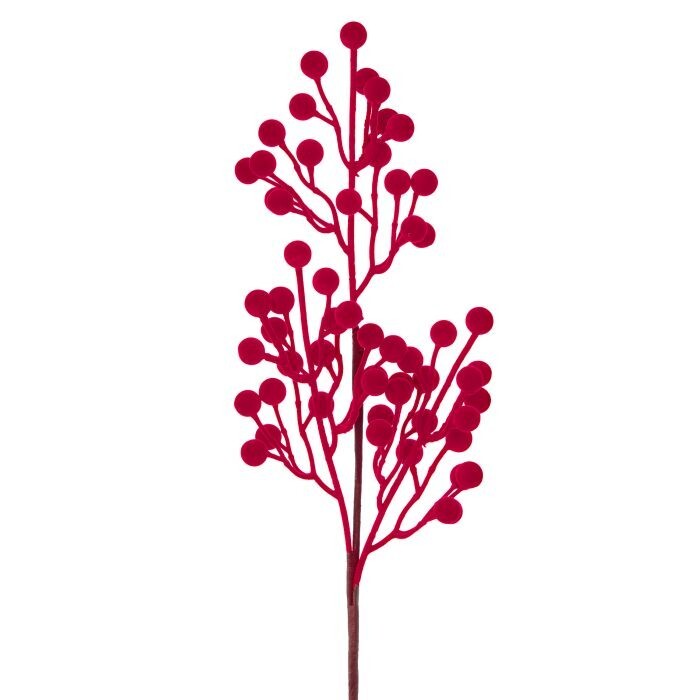 27" Flocked Berry Spray