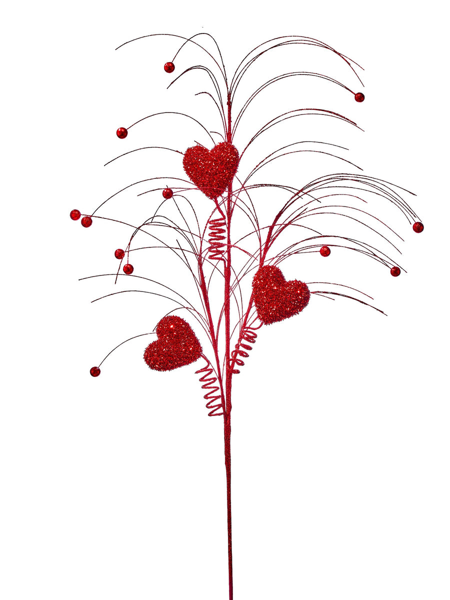 34" Triple Glitter Heart Spray