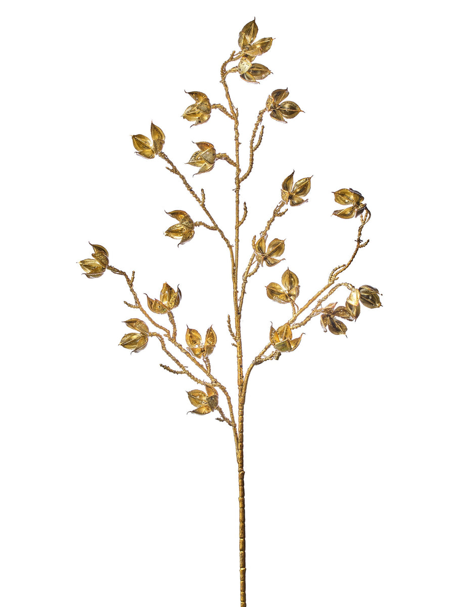 36" Metallic Gilded Rose Hip Spray
