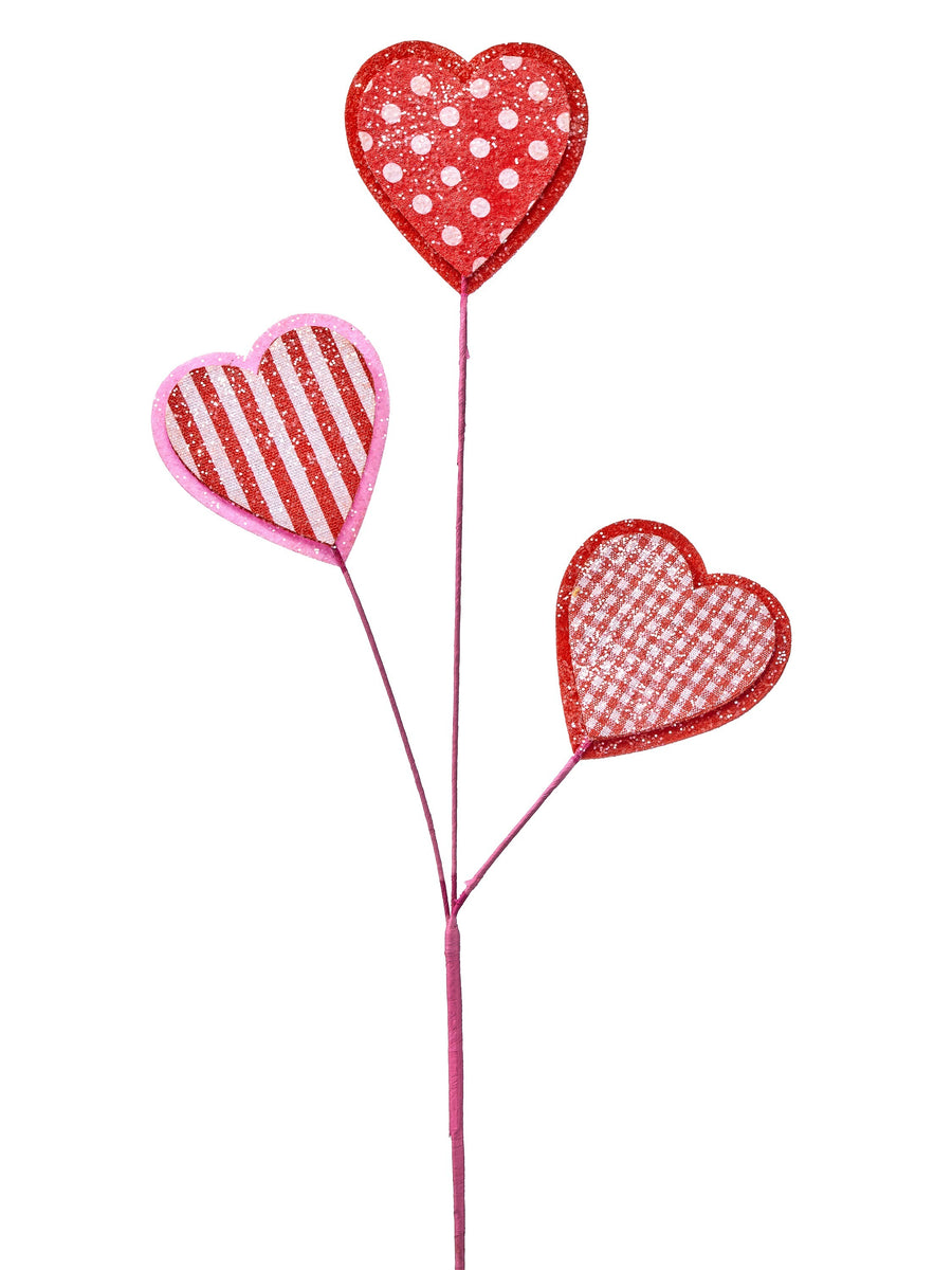 29" Patterned Heart Spray X3
