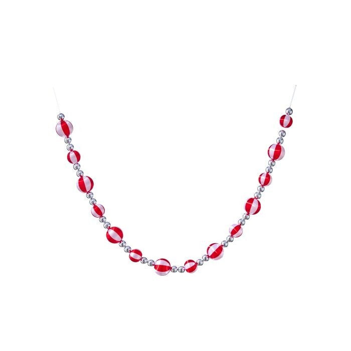 48" Satin Peppermint Ball Garland
