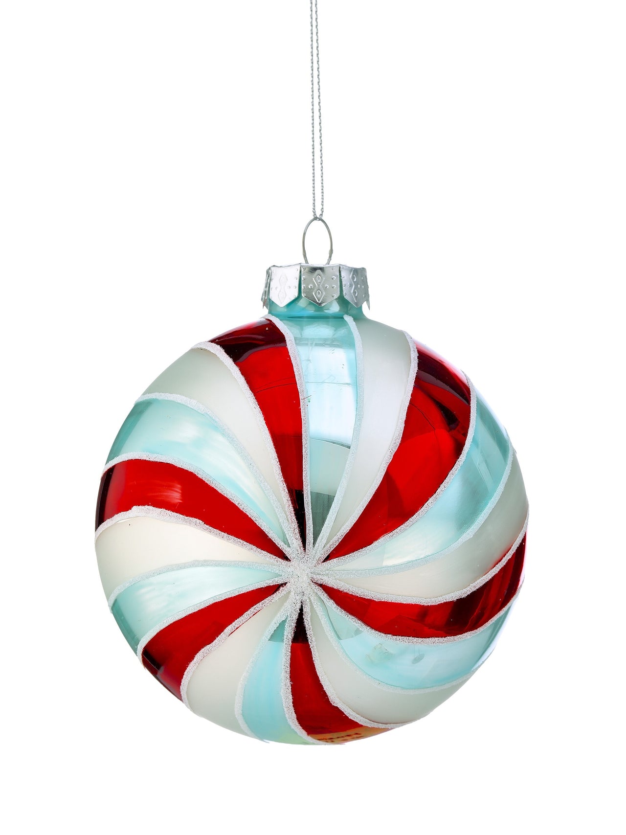 5" Glass Peppermint Swirl Ornament