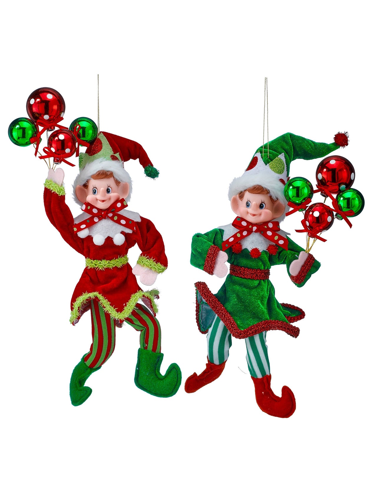 9" Oh What Fun Pixie Elf Ornament 2/Ast
