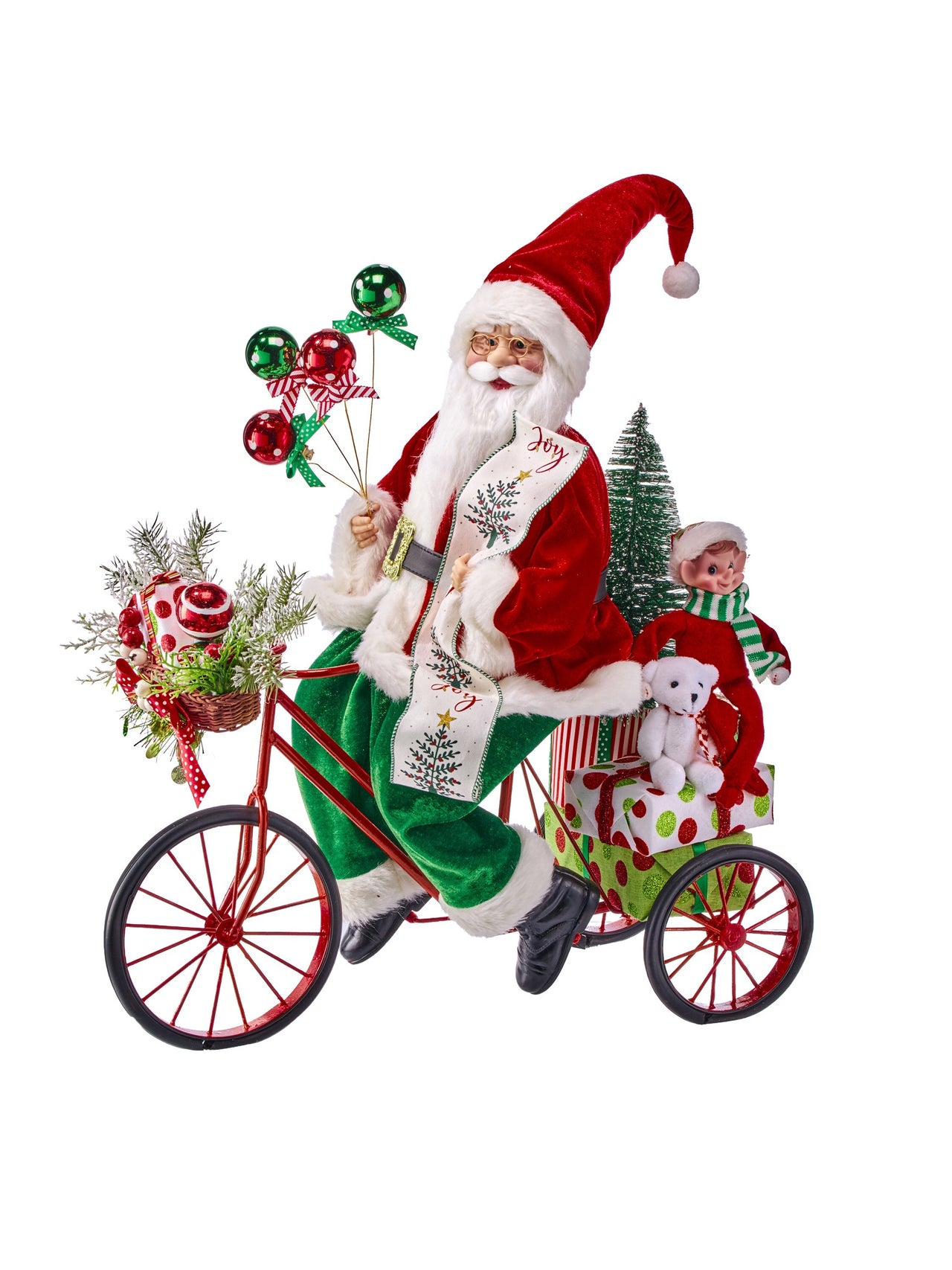 20.5" Glit Metal Bike W/Santa/Elf/Packages
