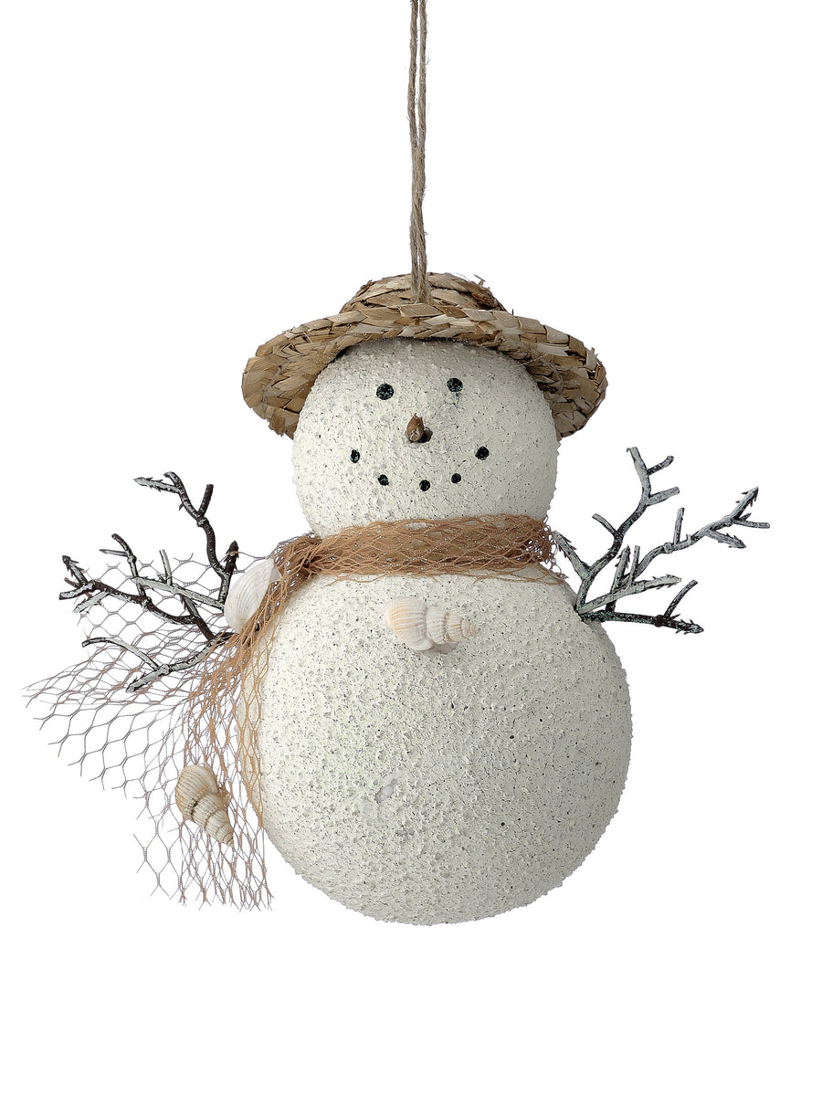 6" Styro Coastal Snowman Ornament