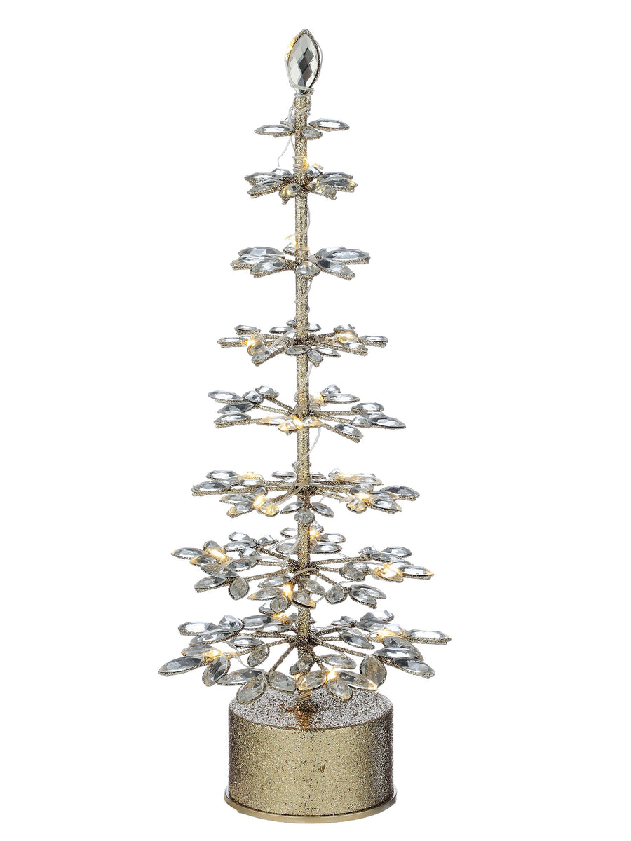 16" Led/Bty/Tmr Spinning Jewel Tree