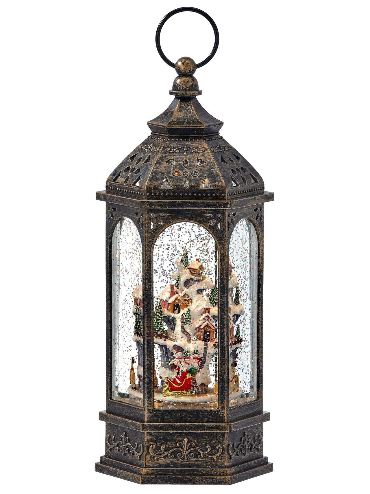 12" Led/Bty/Tmr Xmas Village W/Globe Usb