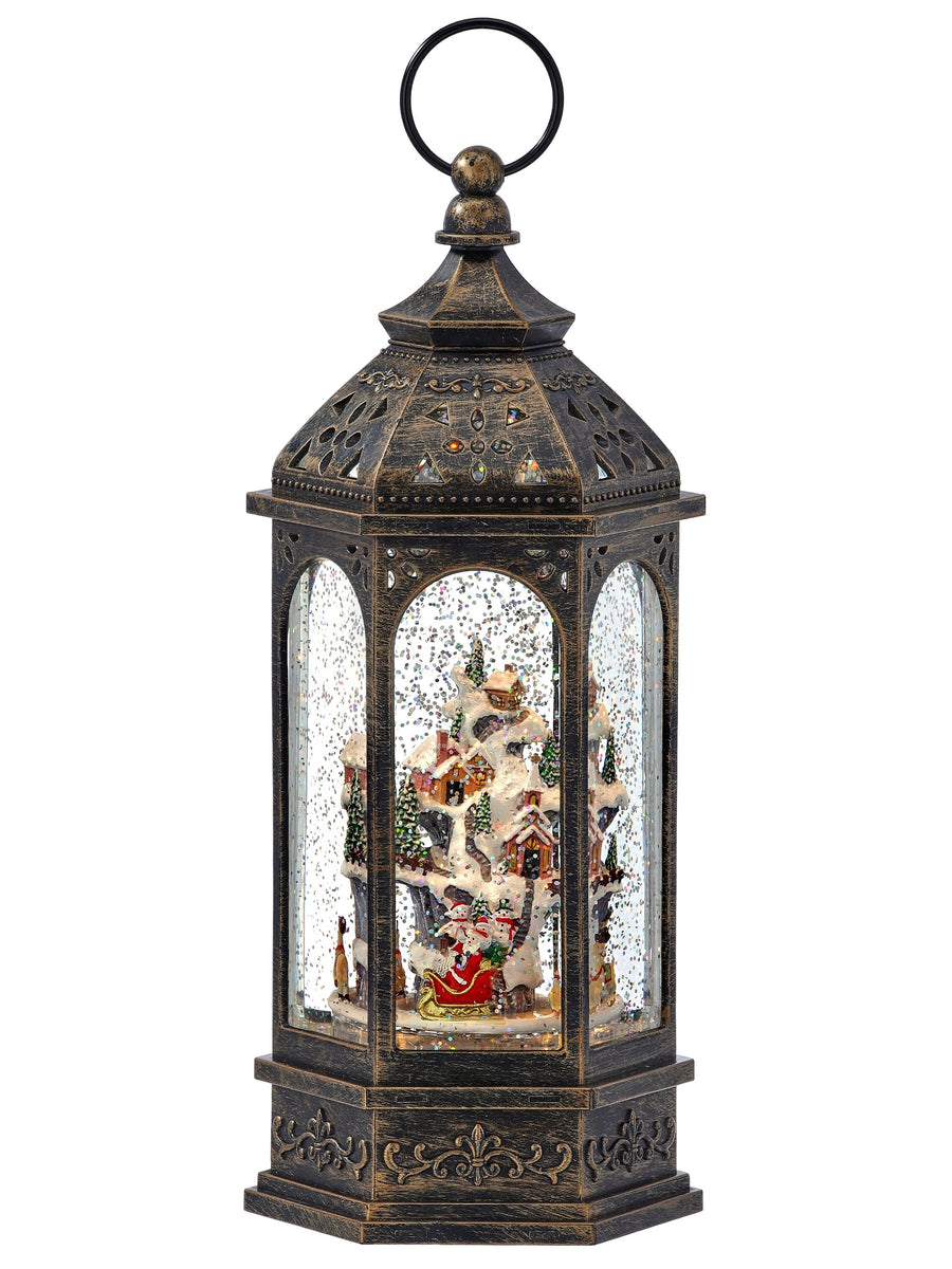 12" Led/Bty/Tmr Xmas Village W/Globe Usb