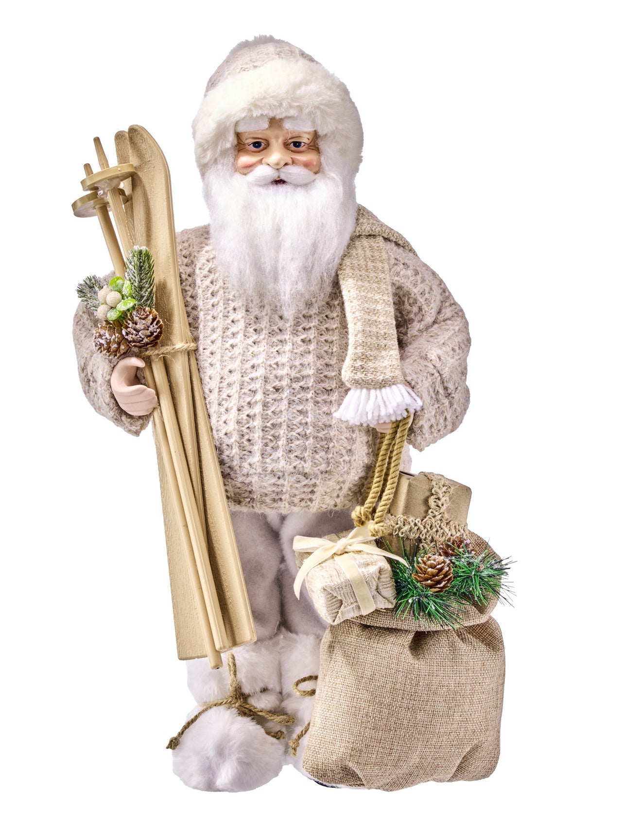 18" Winter Santa W/Sweater/Skis