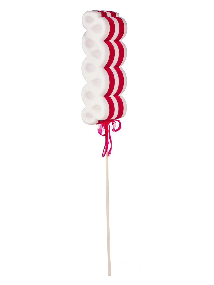 38" Styro Flocked W/Velvet Ribbon Candy Stem