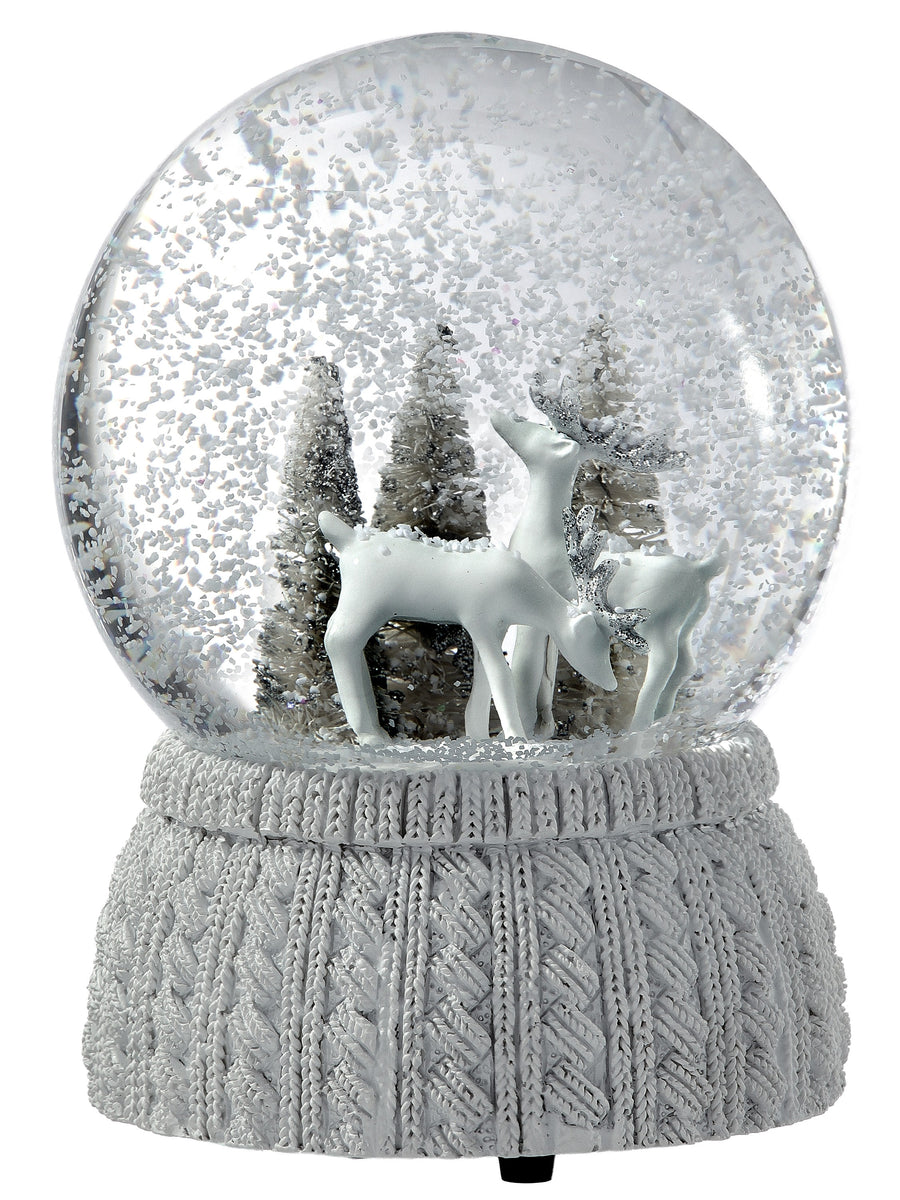 6" Winter Deer Scene Waterglobe Musicbox