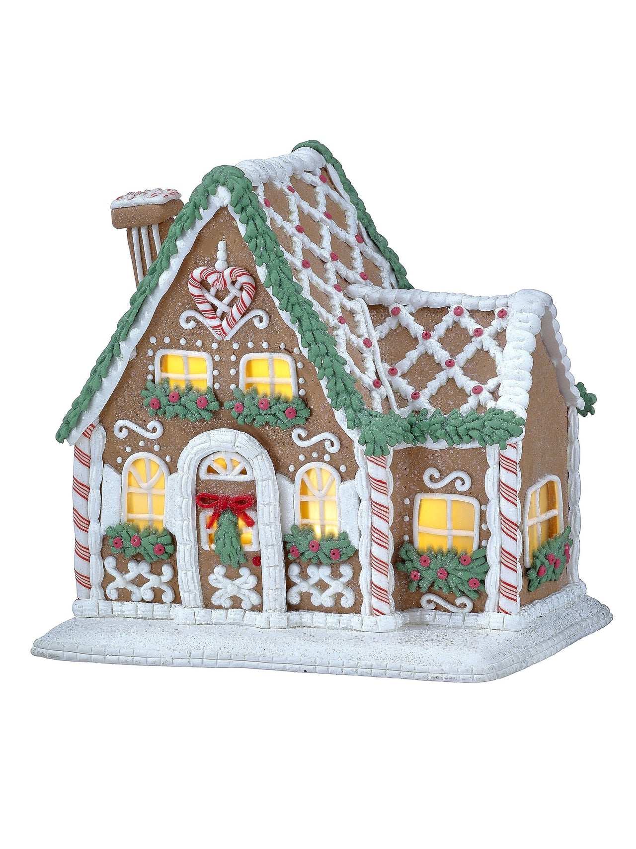8"Led/Bty/Tmr Gingerbread Village House