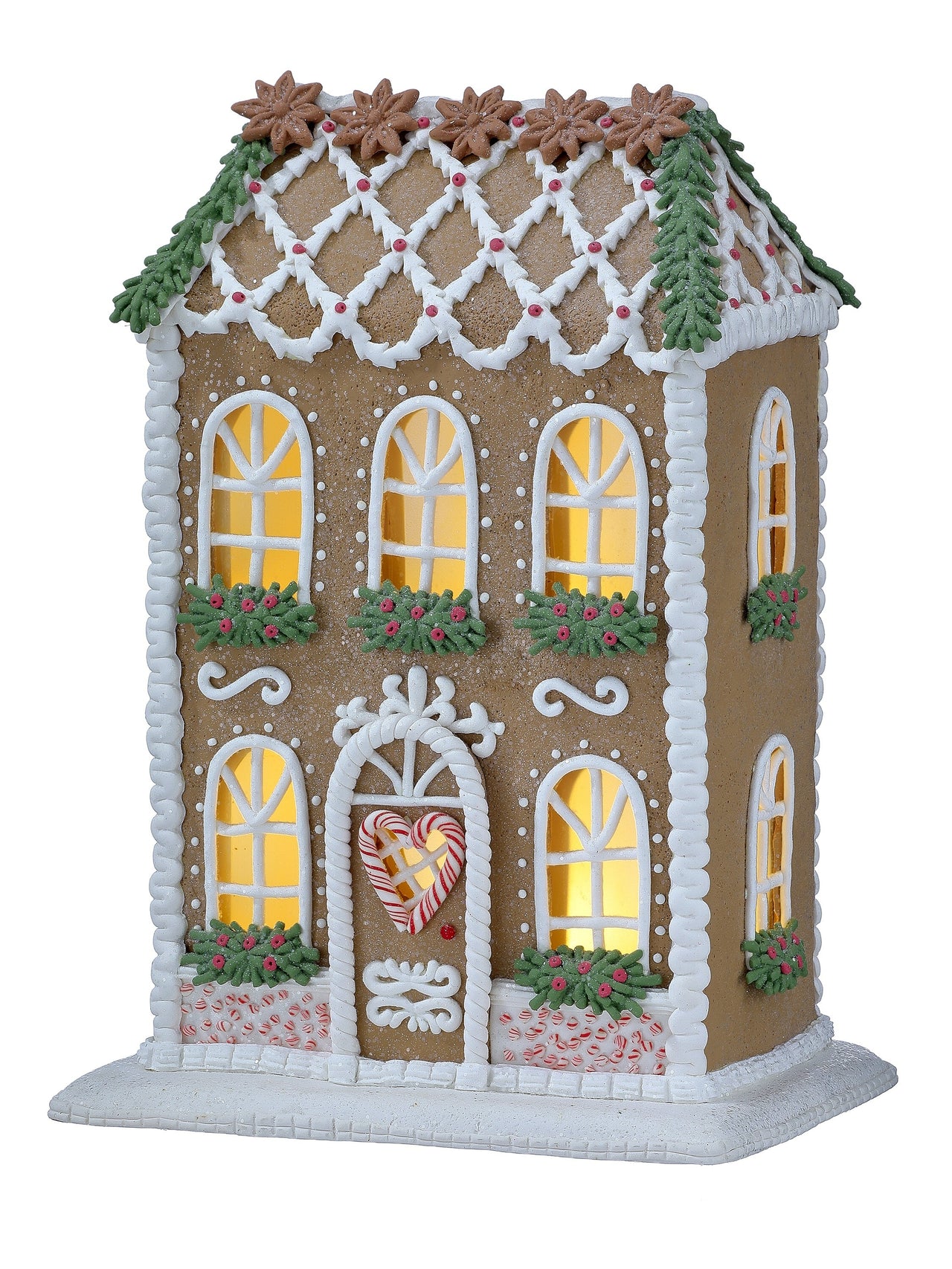12.5"Led/Bty/Tmr Tudor Gbread Village House