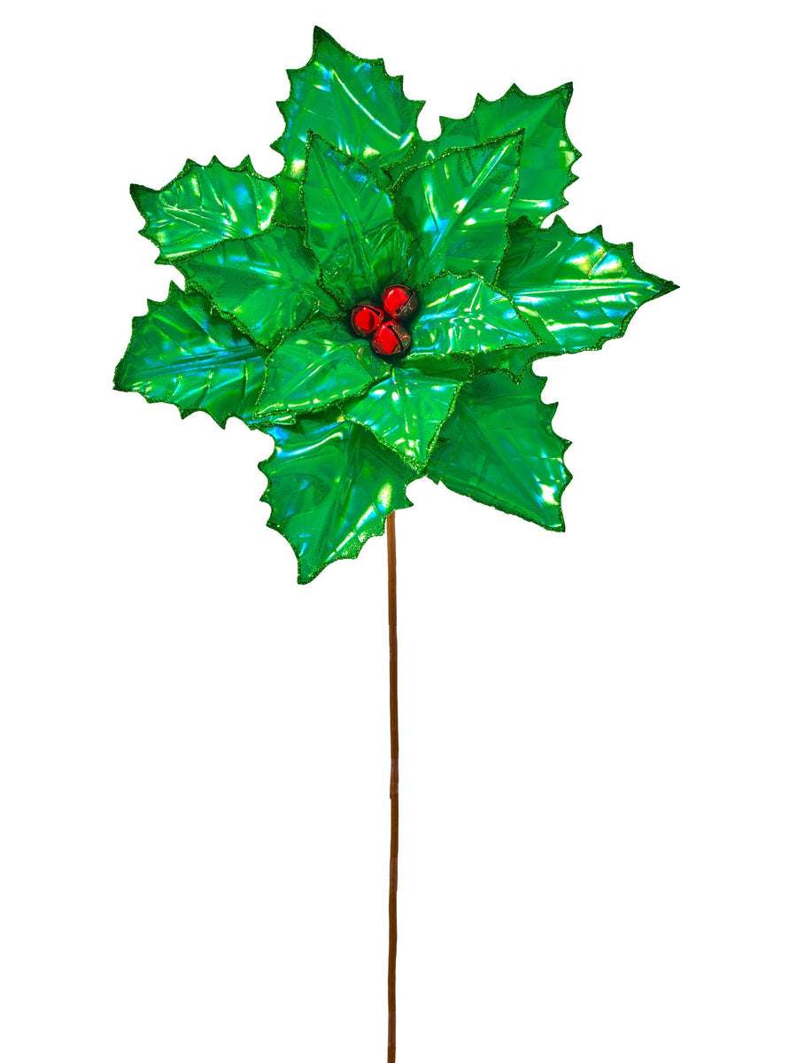24"Metallic Latex Poinsettia Stem