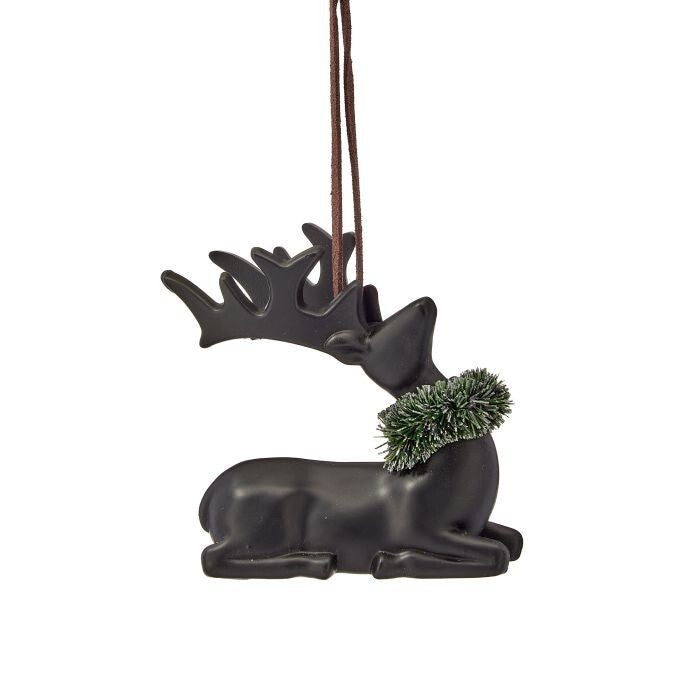 4" Pls Deer W/Wreath Collar Ornament
