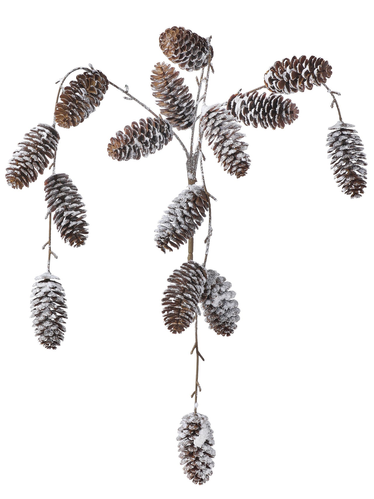 28" Hanging Iced Pine Cone Spray X16