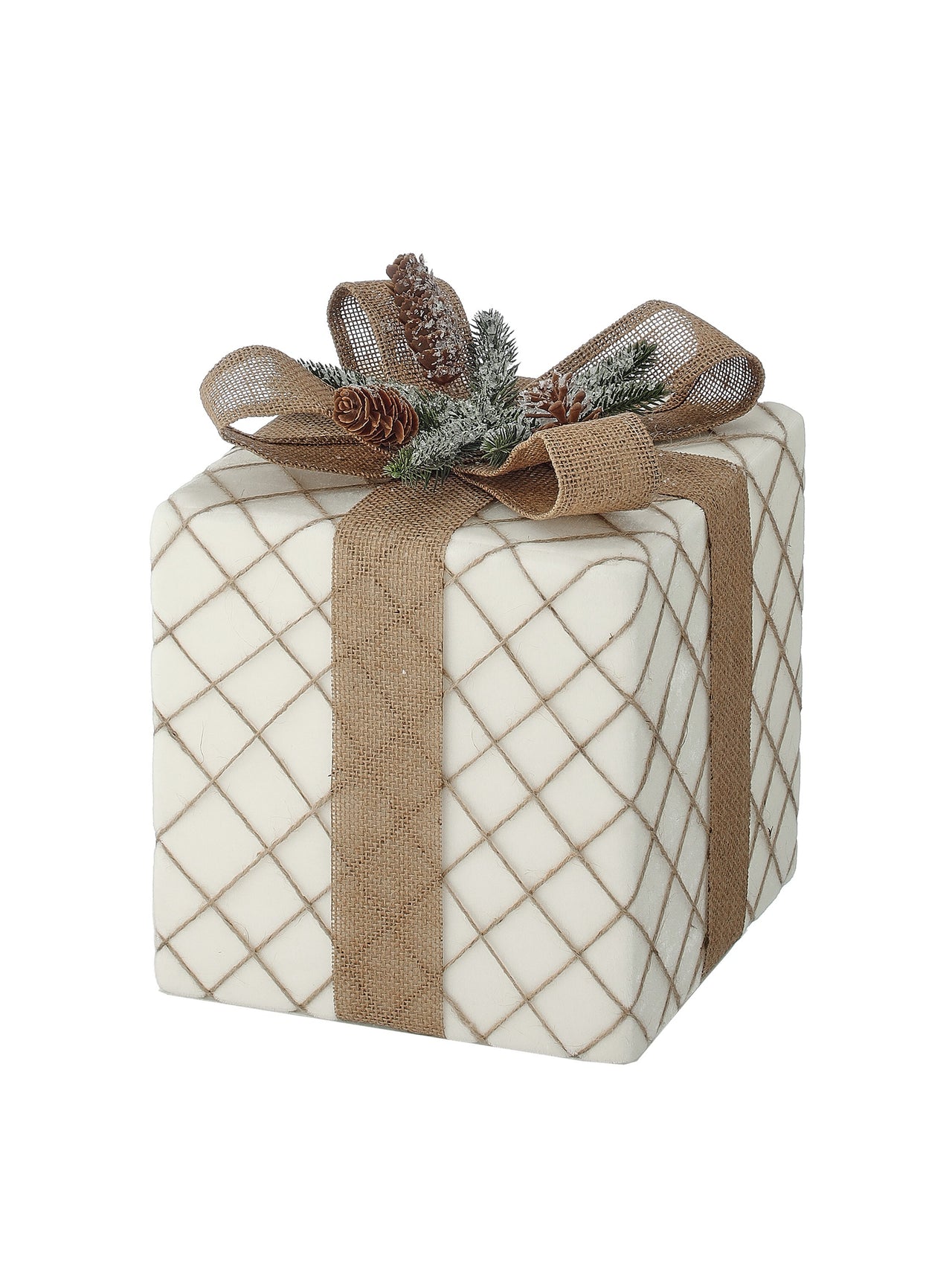 8.5"X11"H Snow Giftbox W/Burlap Bow