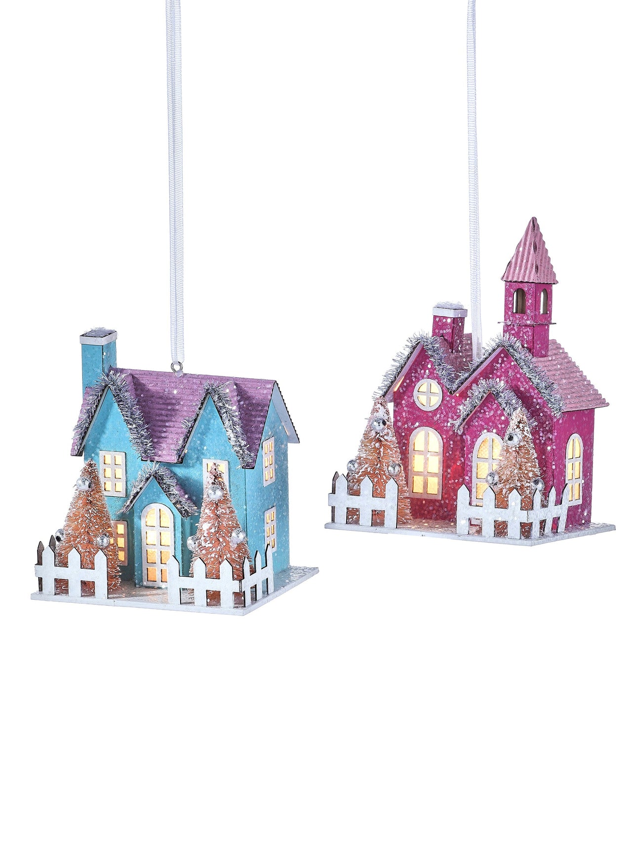 5" Cdbd Led/Bty/Tmr Lighted House 2/Ast