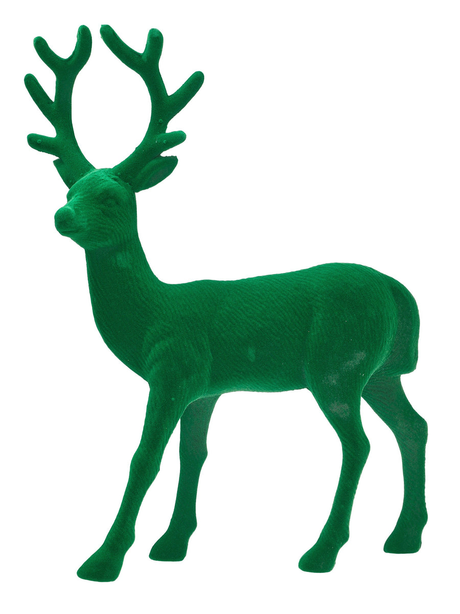 13" Plstc Flocked Standing Deer