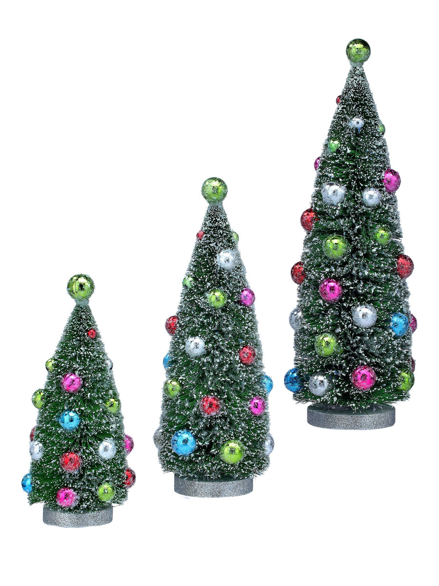 9-15" Retro Ball Sisel Tree Set/3