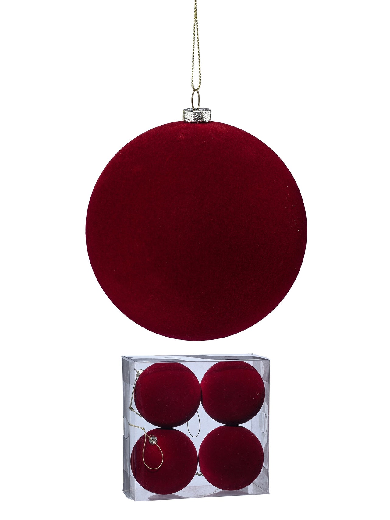 100Mm Plstc Flocked Ball Ornament Box/4