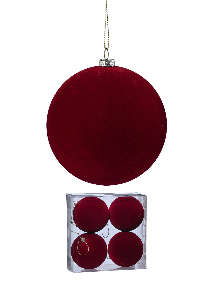 100Mm Plstc Flocked Ball Ornament Box/4