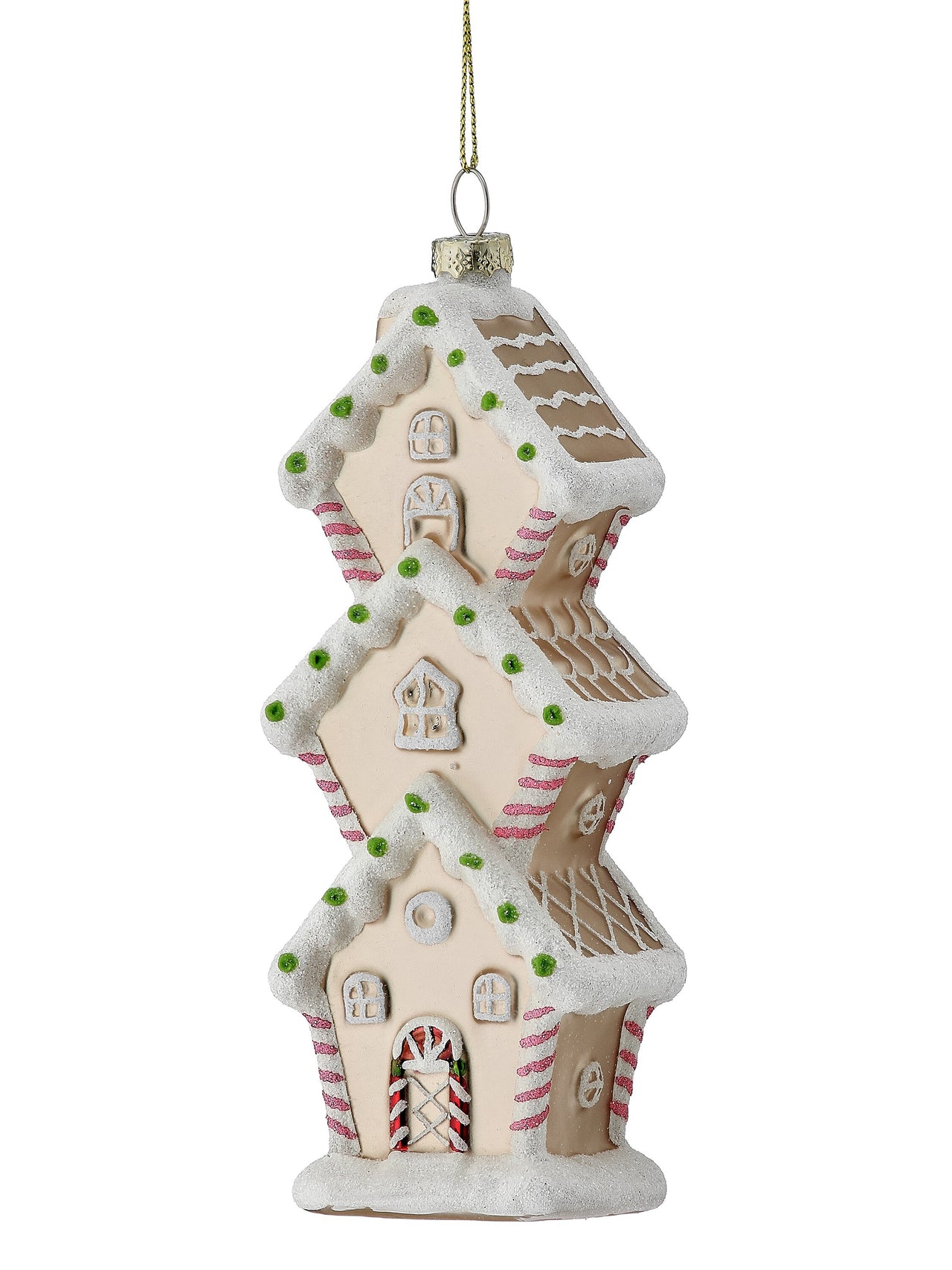 6.5" Gls Triple Stacked Gingerbread Ornament