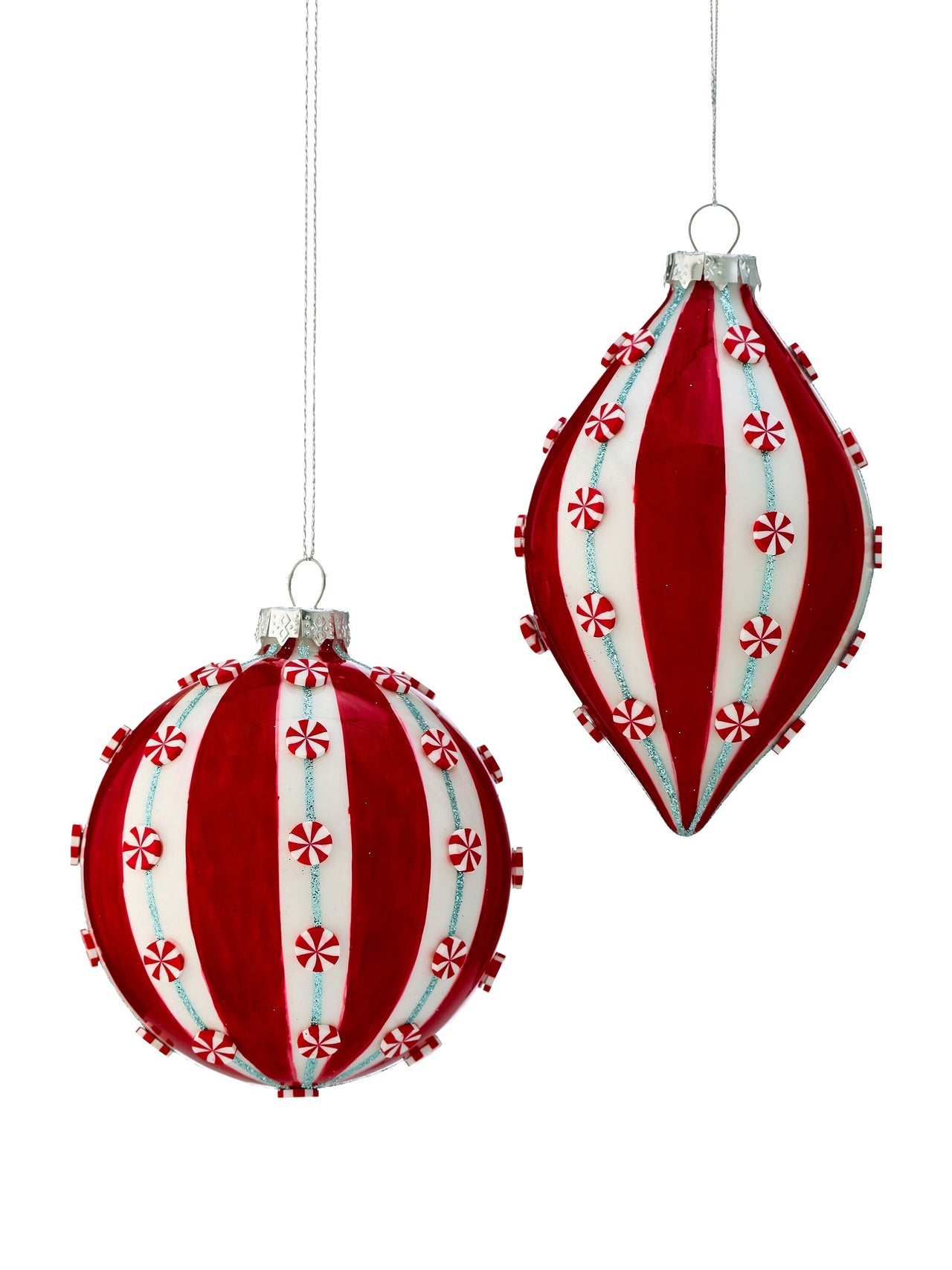 4-5.5" Gls Mini Pmint Ball/Fnl Ornament 2/Ast