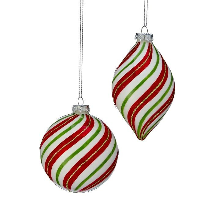 4-5.5"Gls Swirl Ball/Finial Ornament 2/Ast