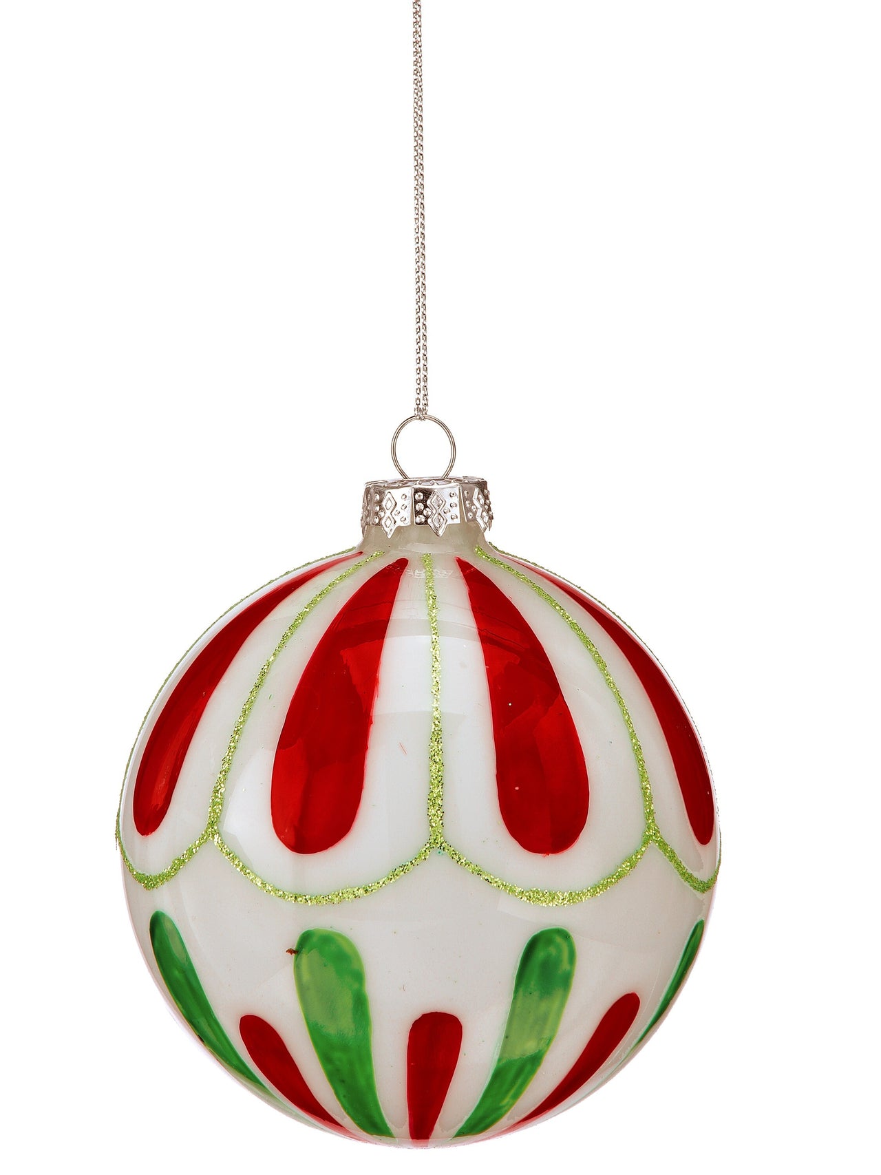 4" Gls Swirl Drop Ball Ornament