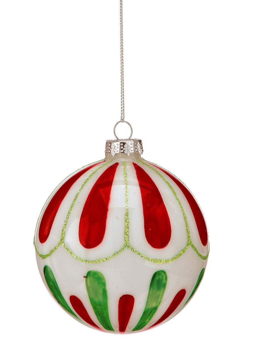 4" Gls Swirl Drop Ball Ornament