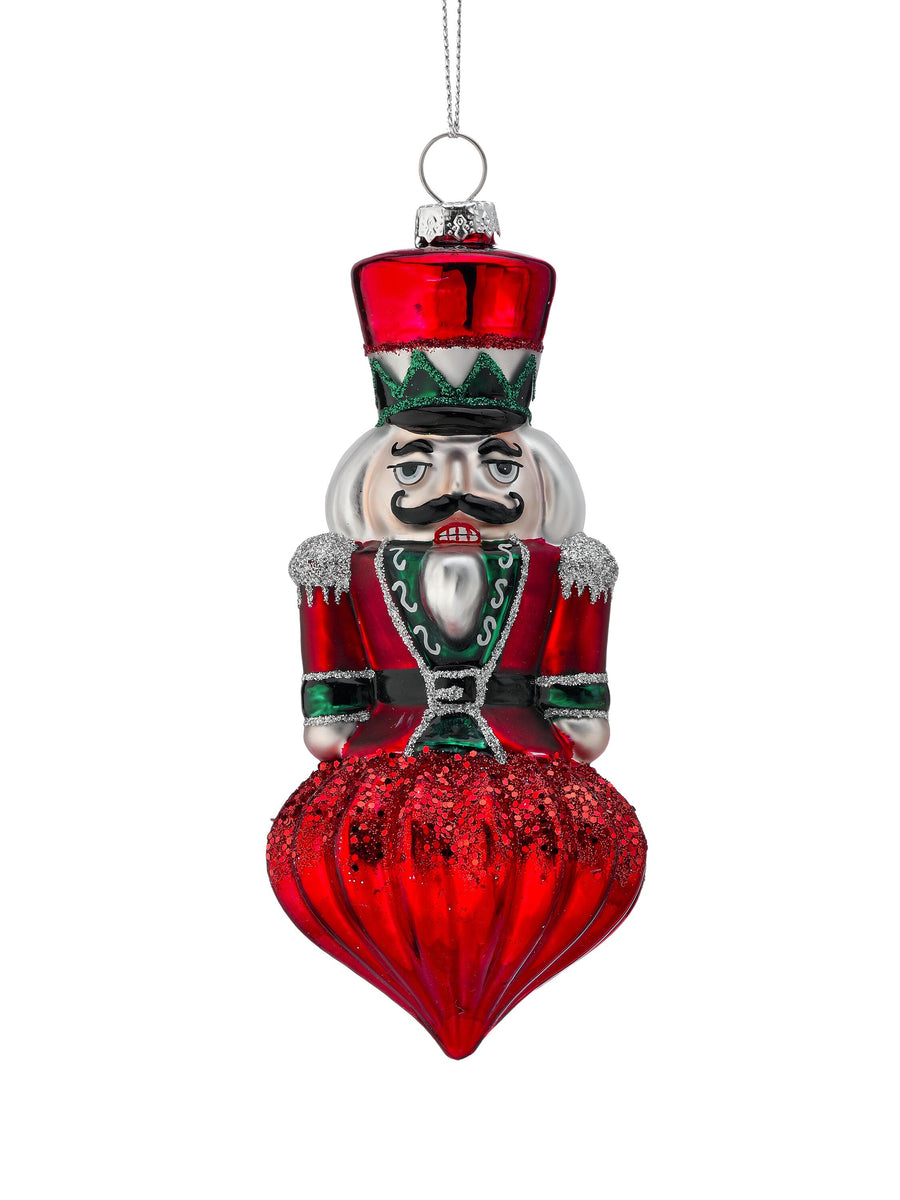 6"Gls Nutcracker Finial Ornament