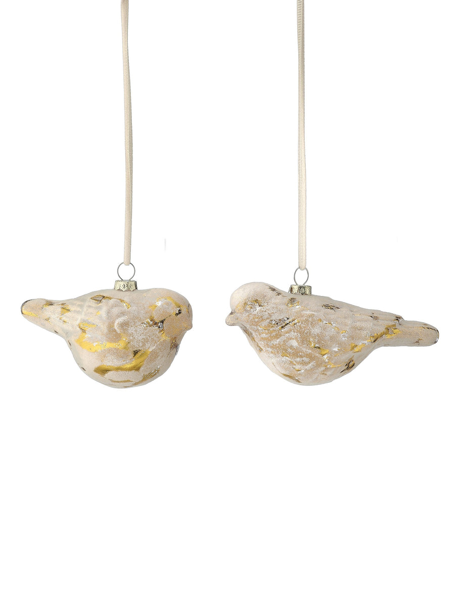 4.5-5.5" Glass Winter Bird Ornament 2/Ast