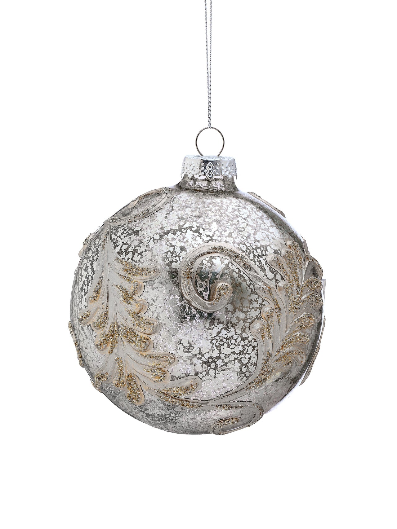 4" Glass Acanthus Leaf Ball Ornament