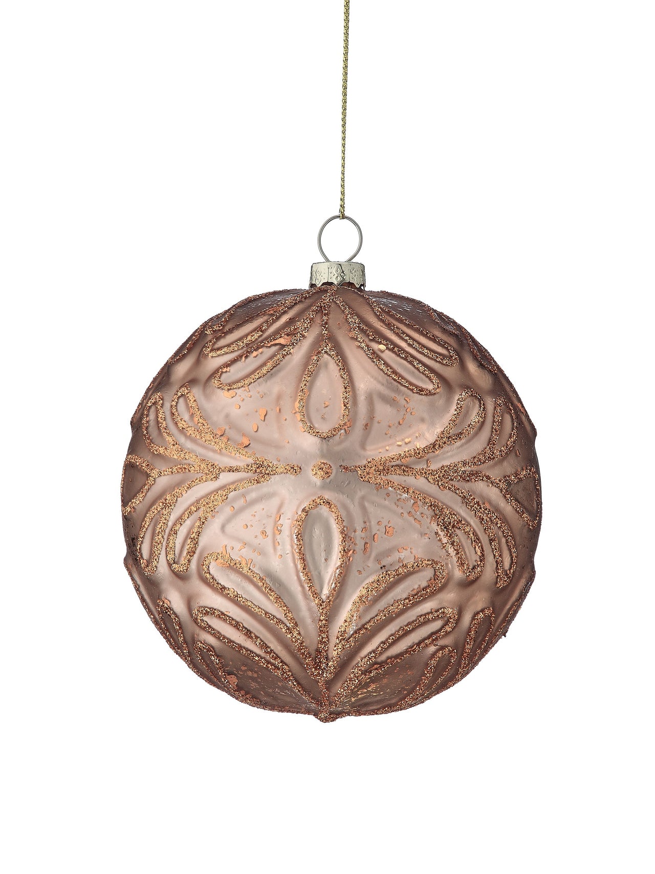 4" Gls Gltr Fluerette Ball Ornament