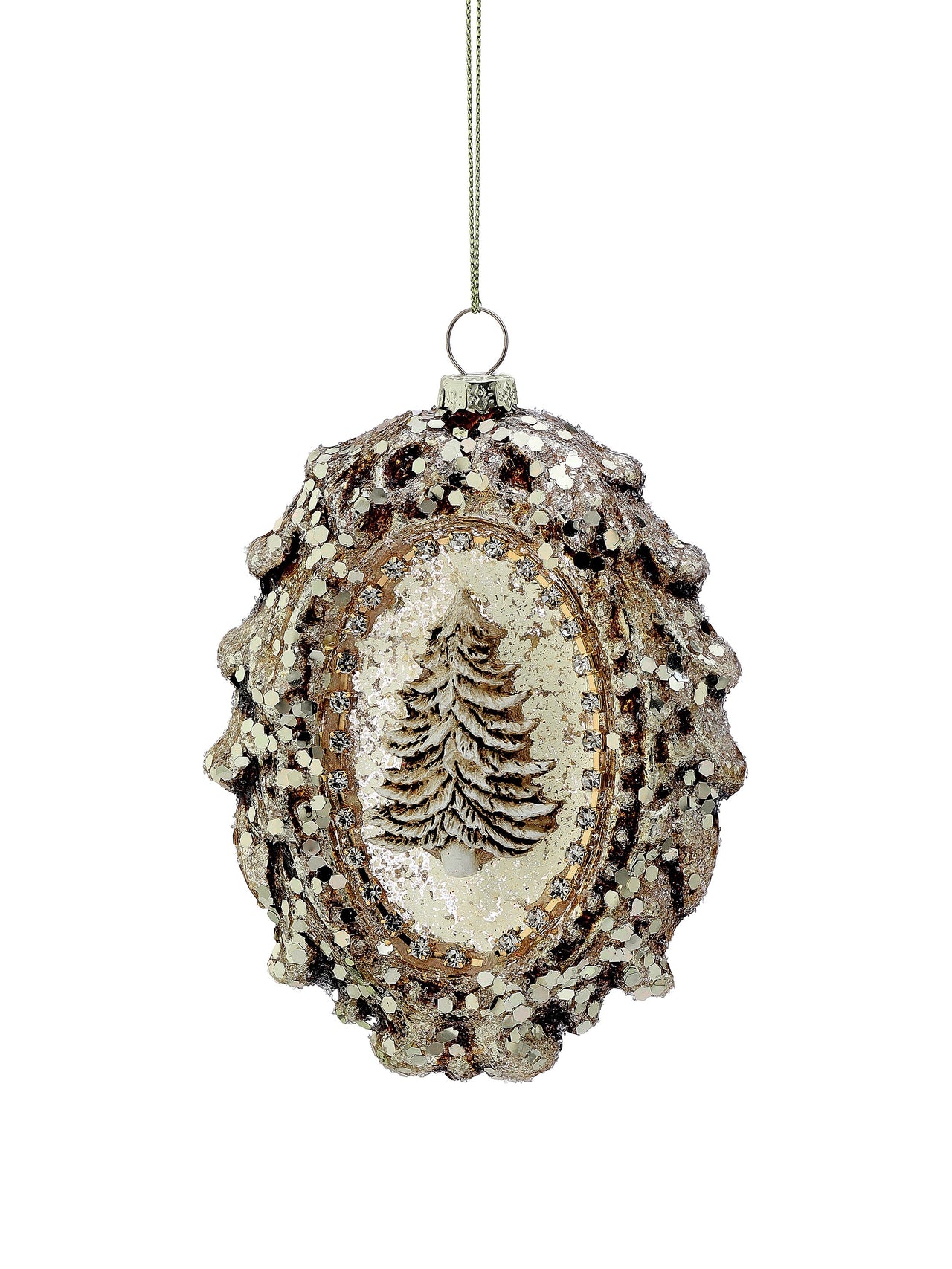 5" Antique Gls Tree Medallion Ornament