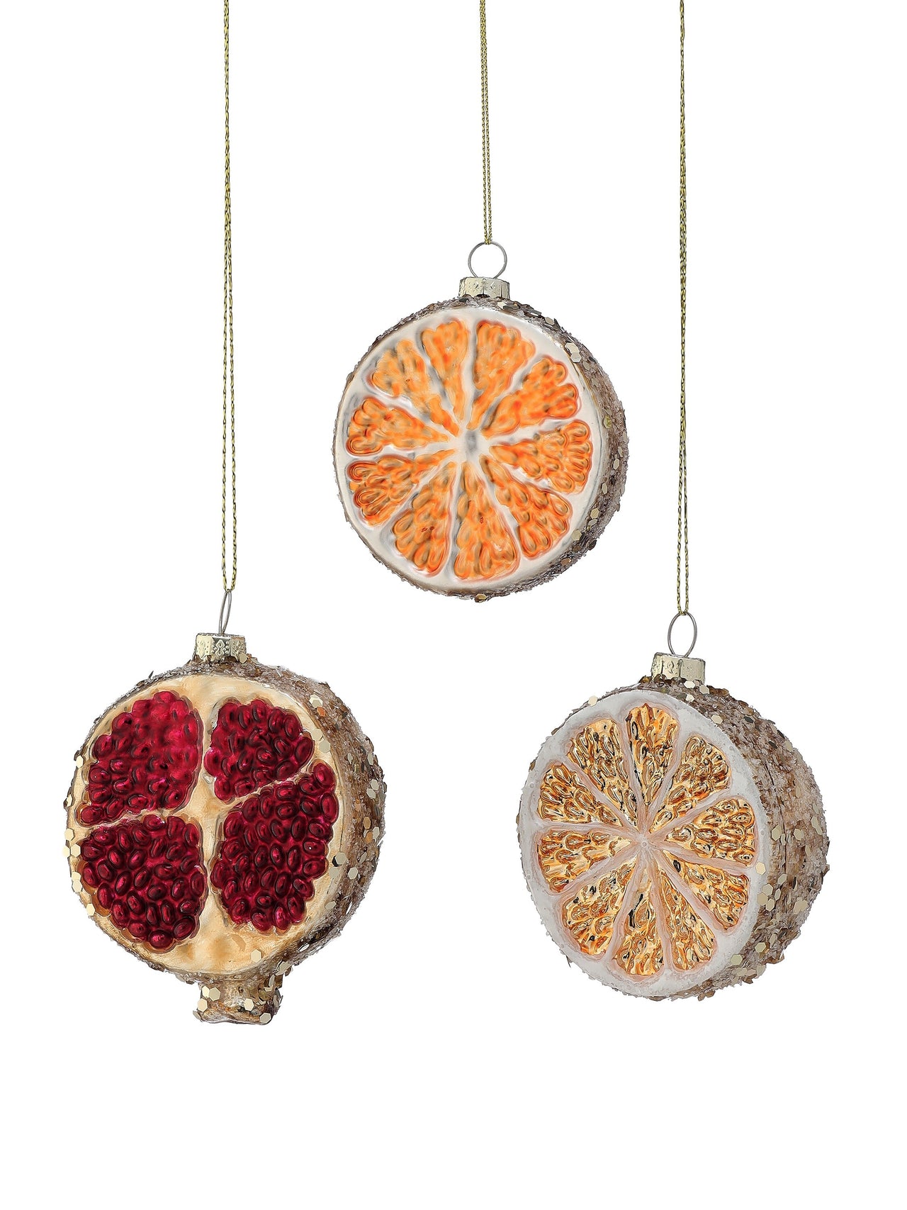 3.5" Gls Sliced Fruit Ornament 3/Ast
