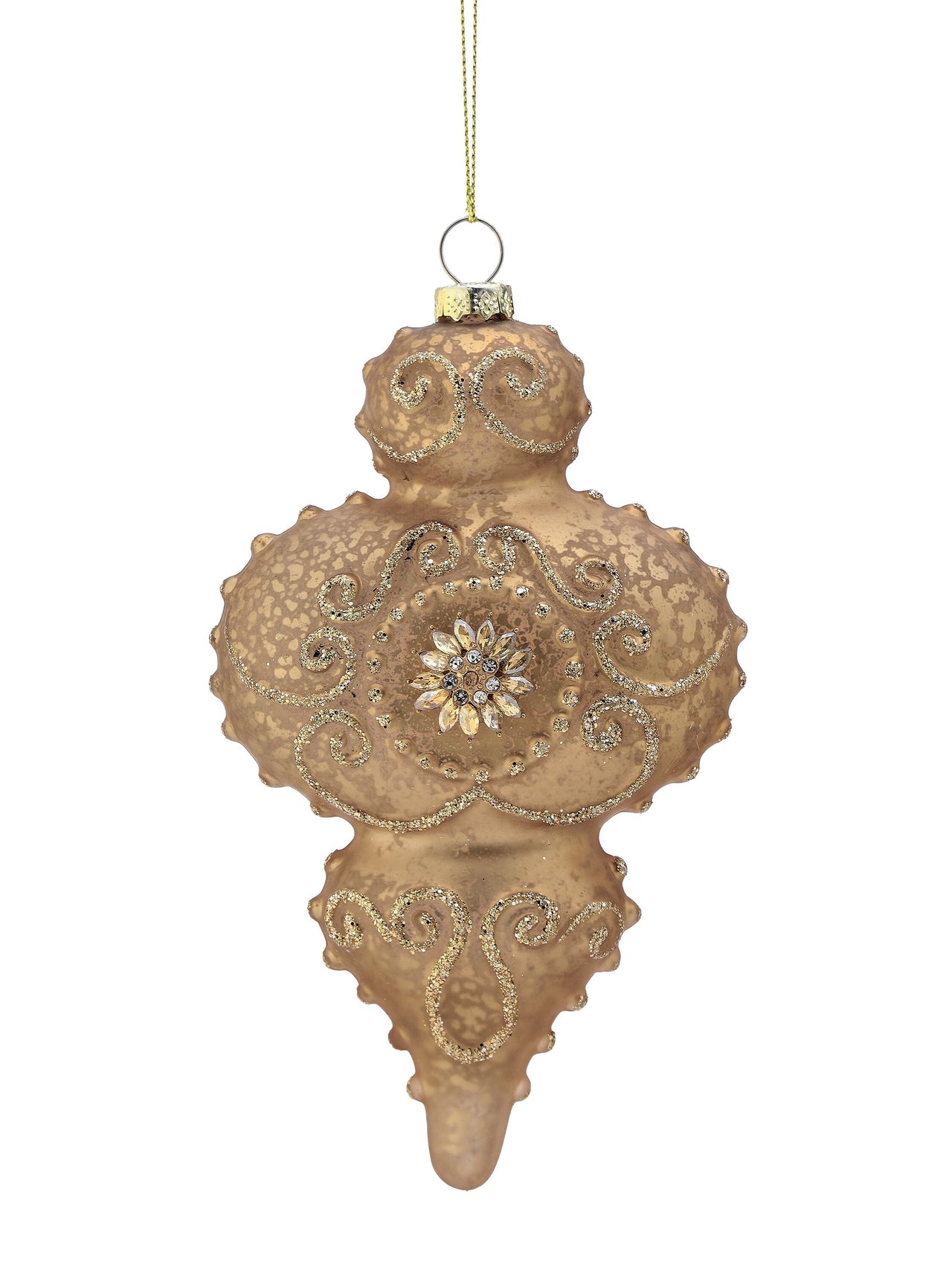 6" Mercury Glass Jewel Finial Ornament