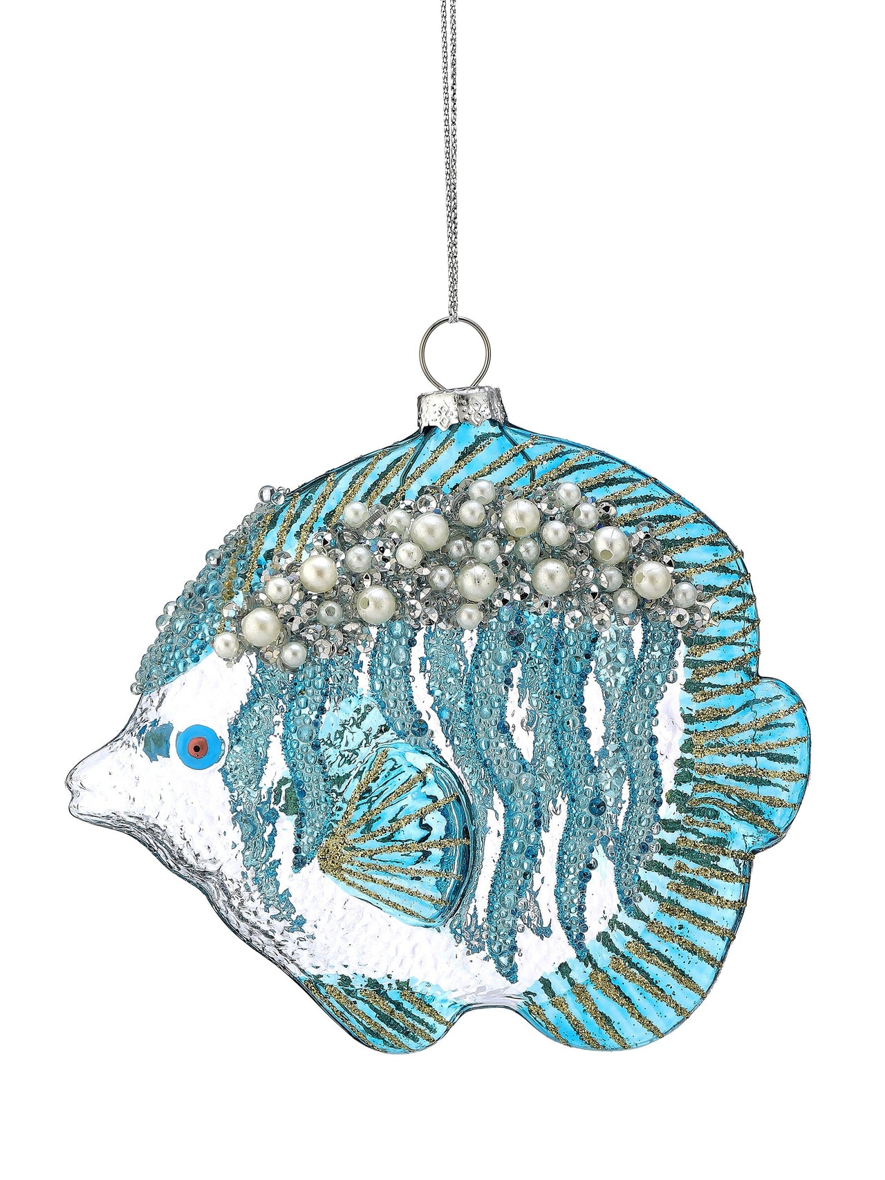 5" Gls Pearl Angel Fish Ornament