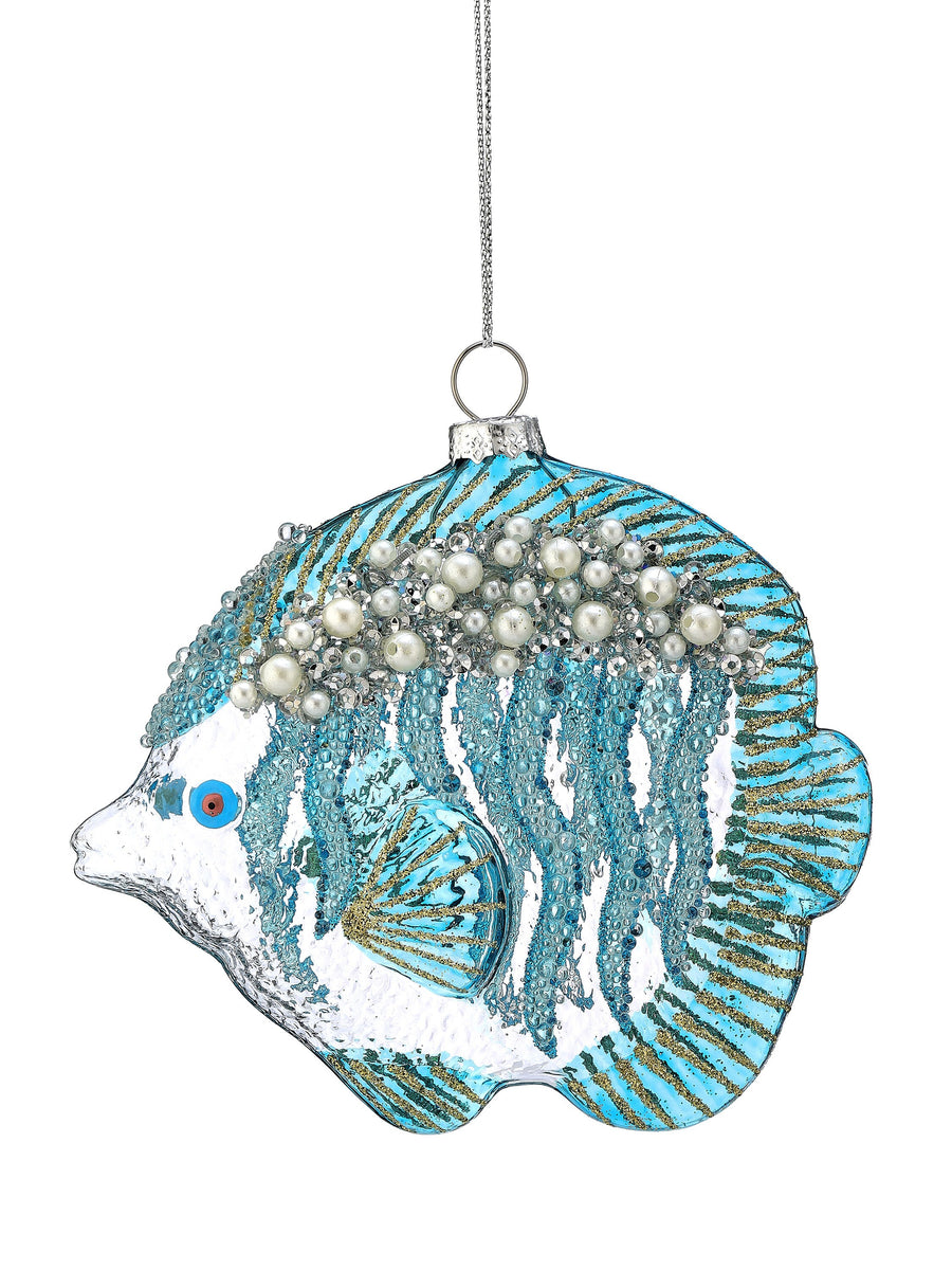 5" Gls Pearl Angel Fish Ornament