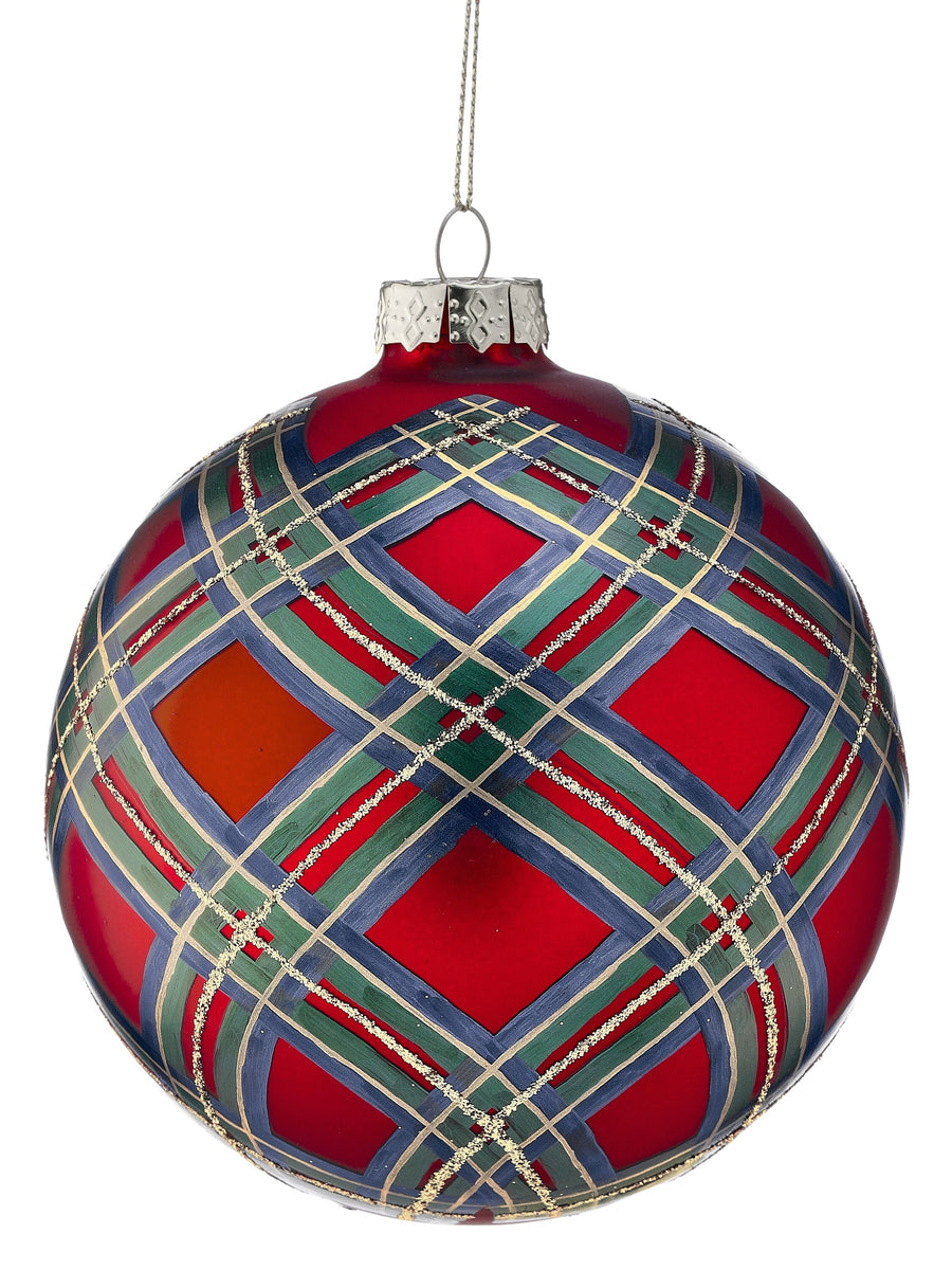 5" Glass Gentlemen Plaid Ornament