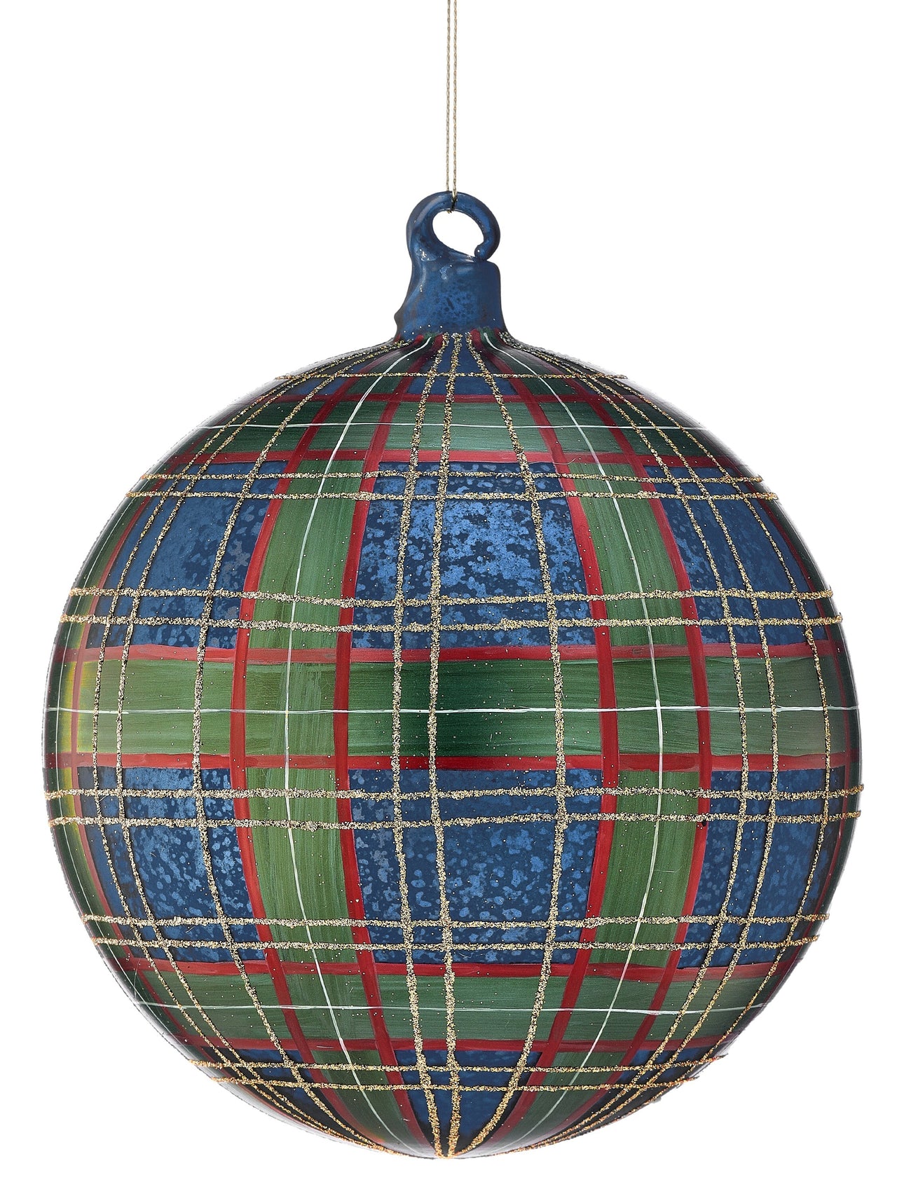 6" Glass Gentlemen Plaid Ornament