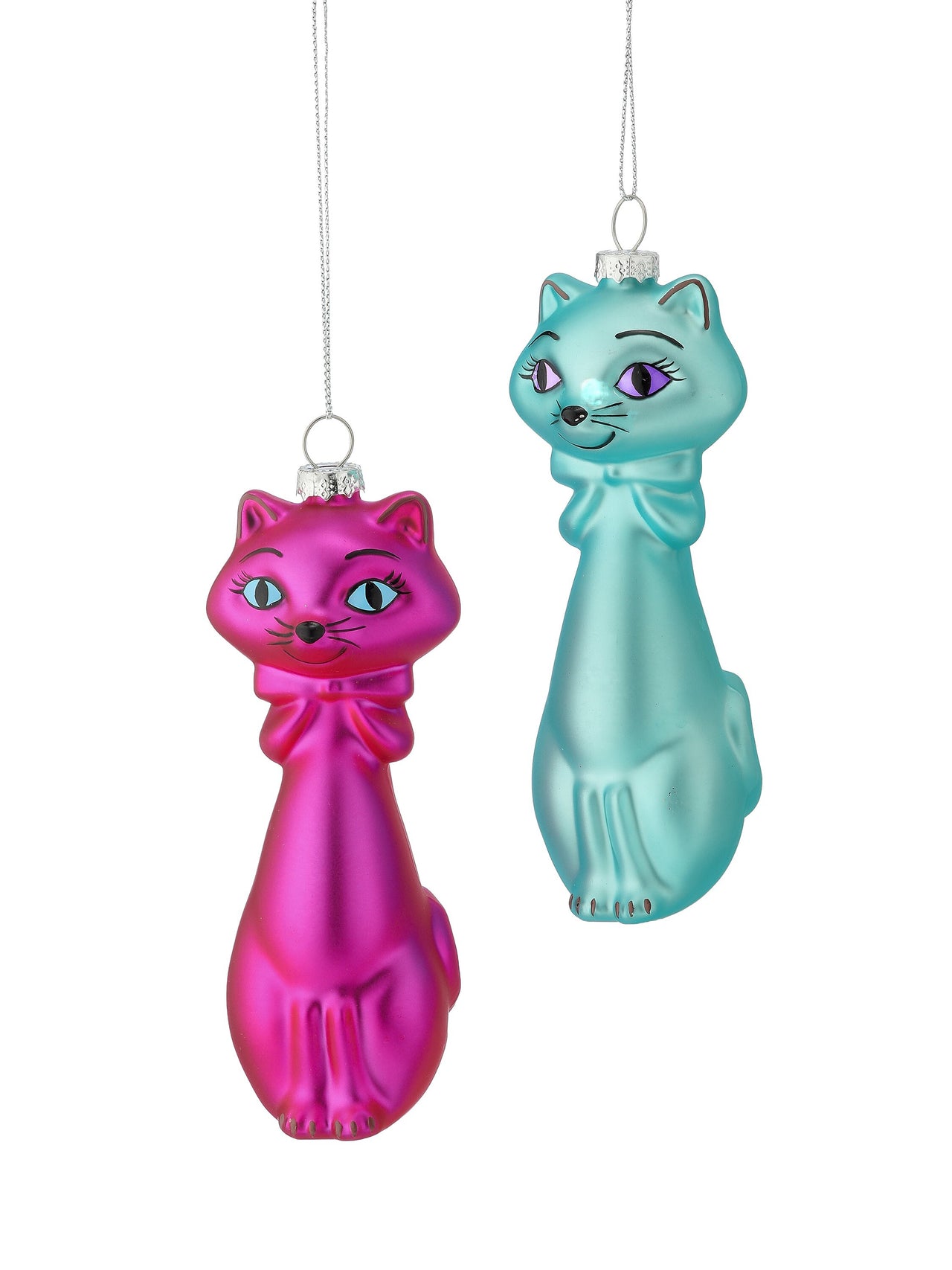5.5" Gls 50'S Cool Cat Ornament 2/Ast