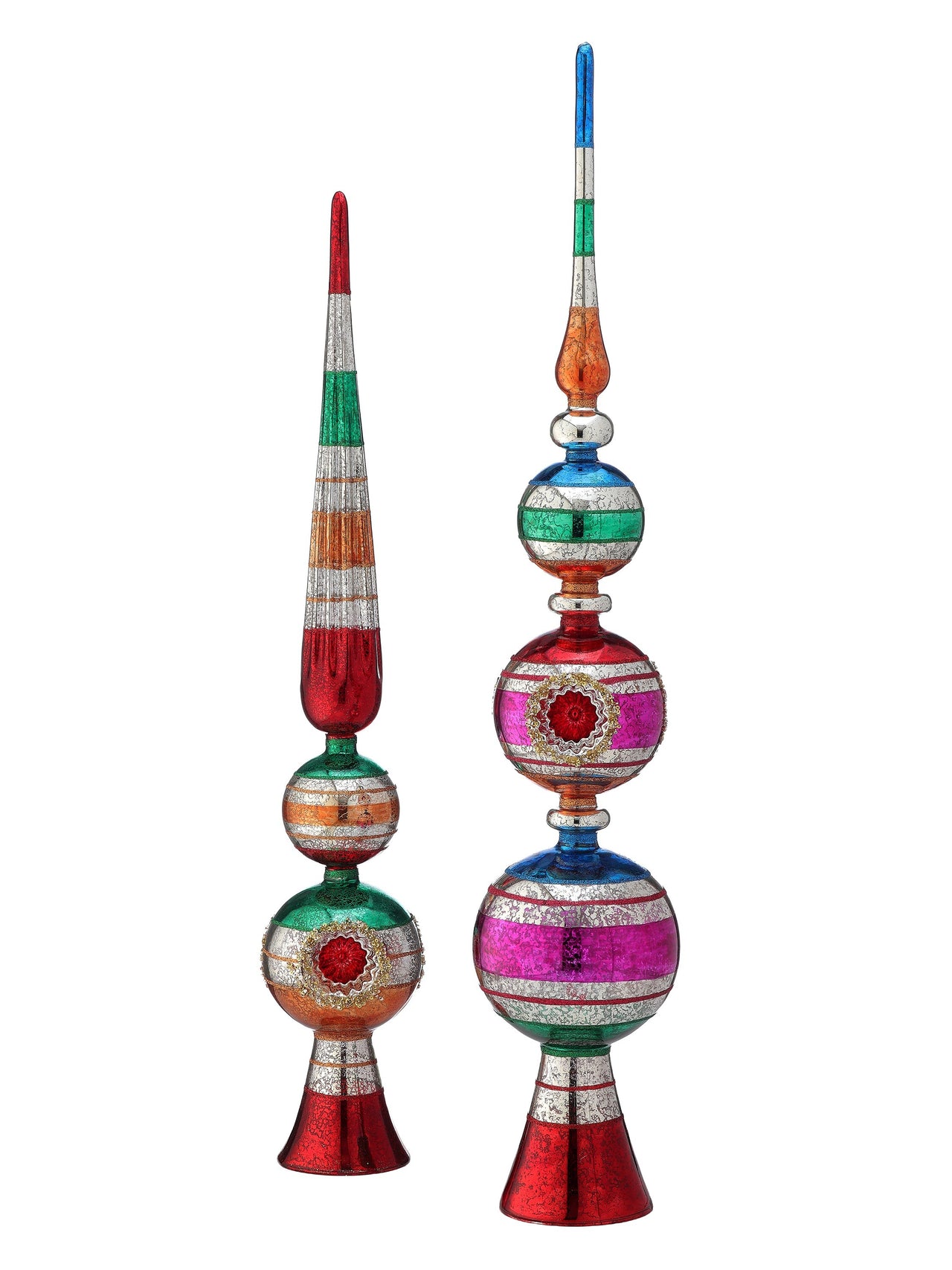 29.5-33" Glass Reflector Table Finial Set/2