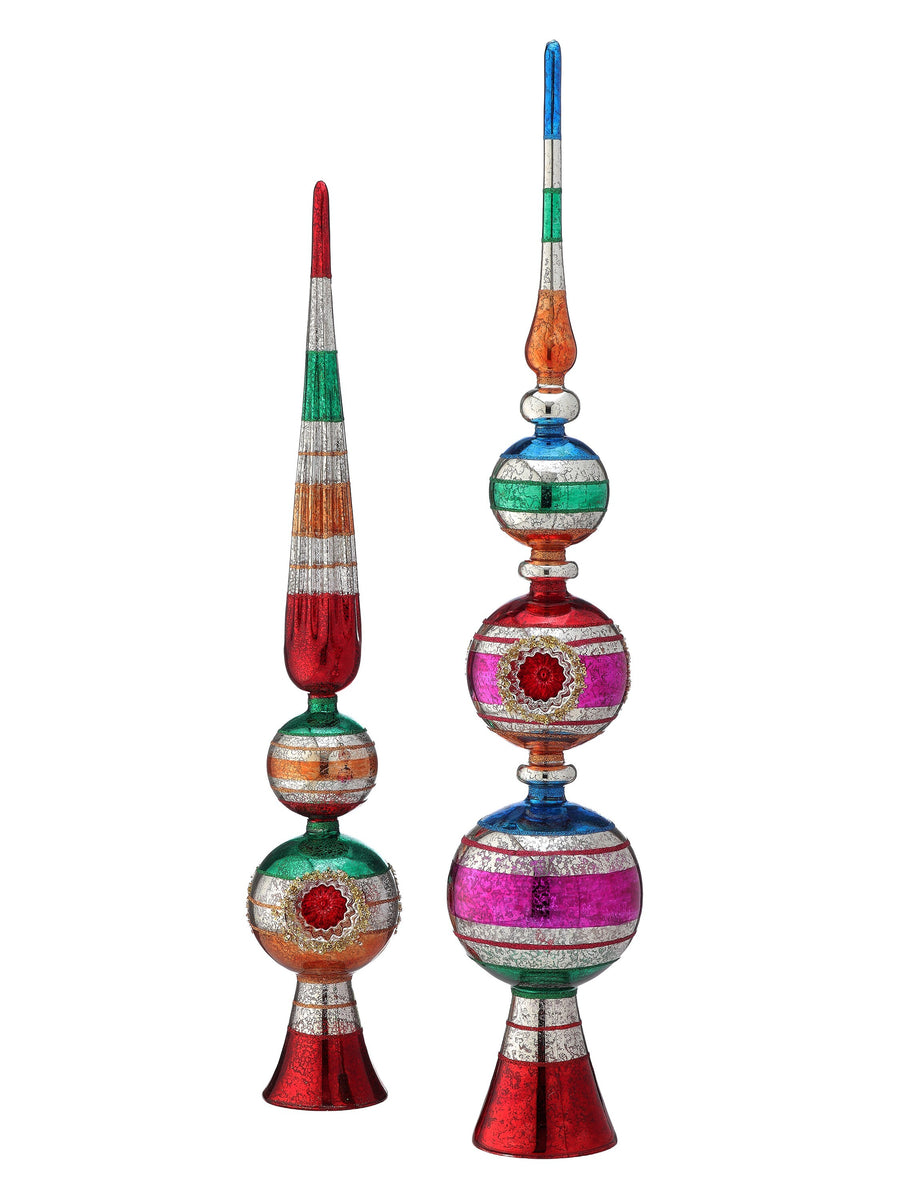 29.5-33" Glass Reflector Table Finial Set/2