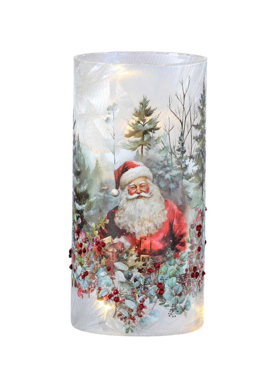 8" Led/Bty/Tmr Snowy Hurricane W/Santa